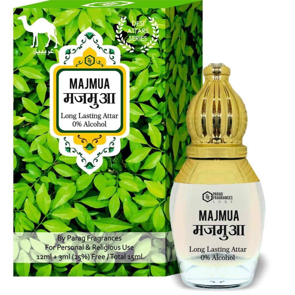 Parag Fragrances Desi Attar Series 12ml + 3ml Free / 15ml (Natural & Long Lasting Fragrance) Alcohol Free Attar/Itra For Personal & Religious Us