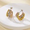 Luxury 18K Gold C-Shaped Earrings: European & American Influencer Style with Round Bead Design for Women