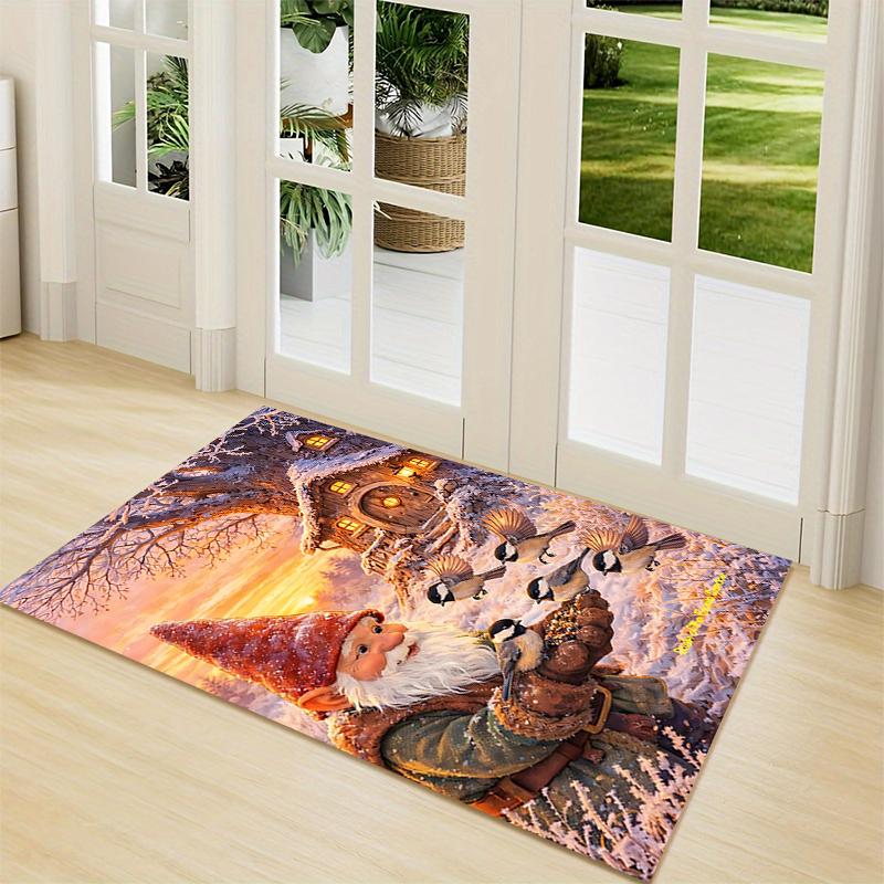 1Pc Christmas Gnome Celebration Carpet Rug Soft Washable Antislip Home Living Room Sofa Mats Personalized Christmas Rug