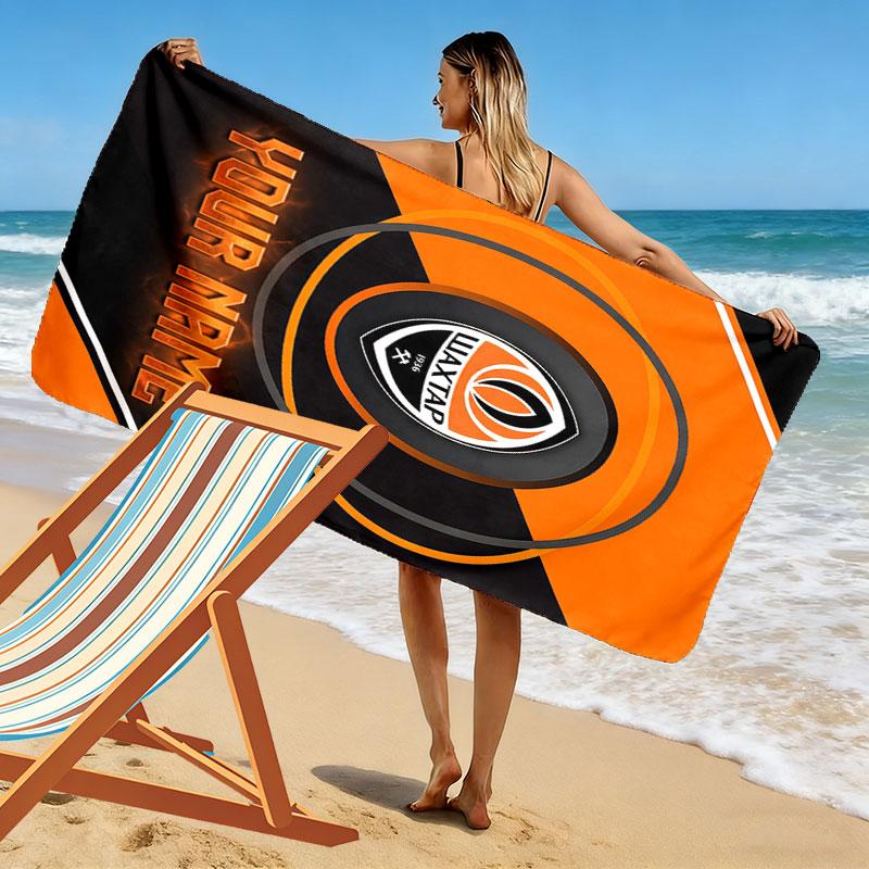 Custom Fc Shakhtar Donetsk Print Beach Towel, Large Soft Quick Dry Towel for Beach Camping Swimming