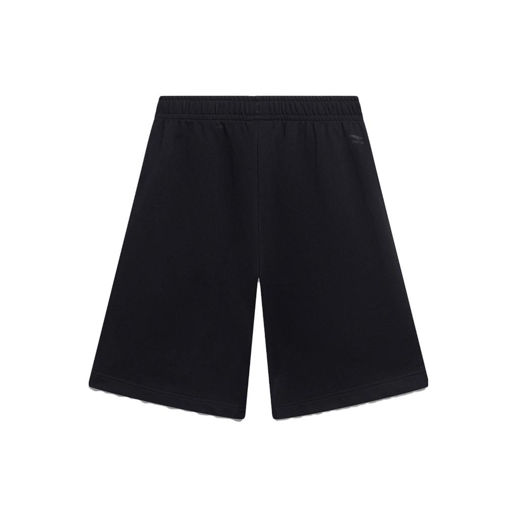 Li-Ning Breathable Loose Fit Elastic Printed Letter Knit Casual Shorts Men Shorts Black AKSU685-2