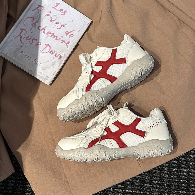 Fashion Retro Summer Color Matching Lace-up Comfortable Sports Moral Training Shoes Women's Autumn Lightweight and Versatile Forrest Gump Shoes Mesh