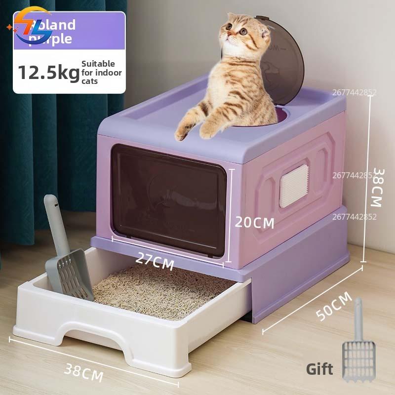 Non-Toxic Kitty Large Fully Enclosed Cat Litter Tray Drawer Type Anti-Splash Cat Toilet Top Out Cat Litter Tray Cleaning Basin Nest