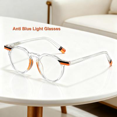 New Fashionable Round Frame Womens Anti Blue Light Glasses Neutral HD Color Blocked Design for Outdoor