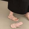 Flat-bottomed French Small Sandals Transparent Belt Slippers Fairy Shoes 2025 New Summer Outer Wear Pearl Sandals