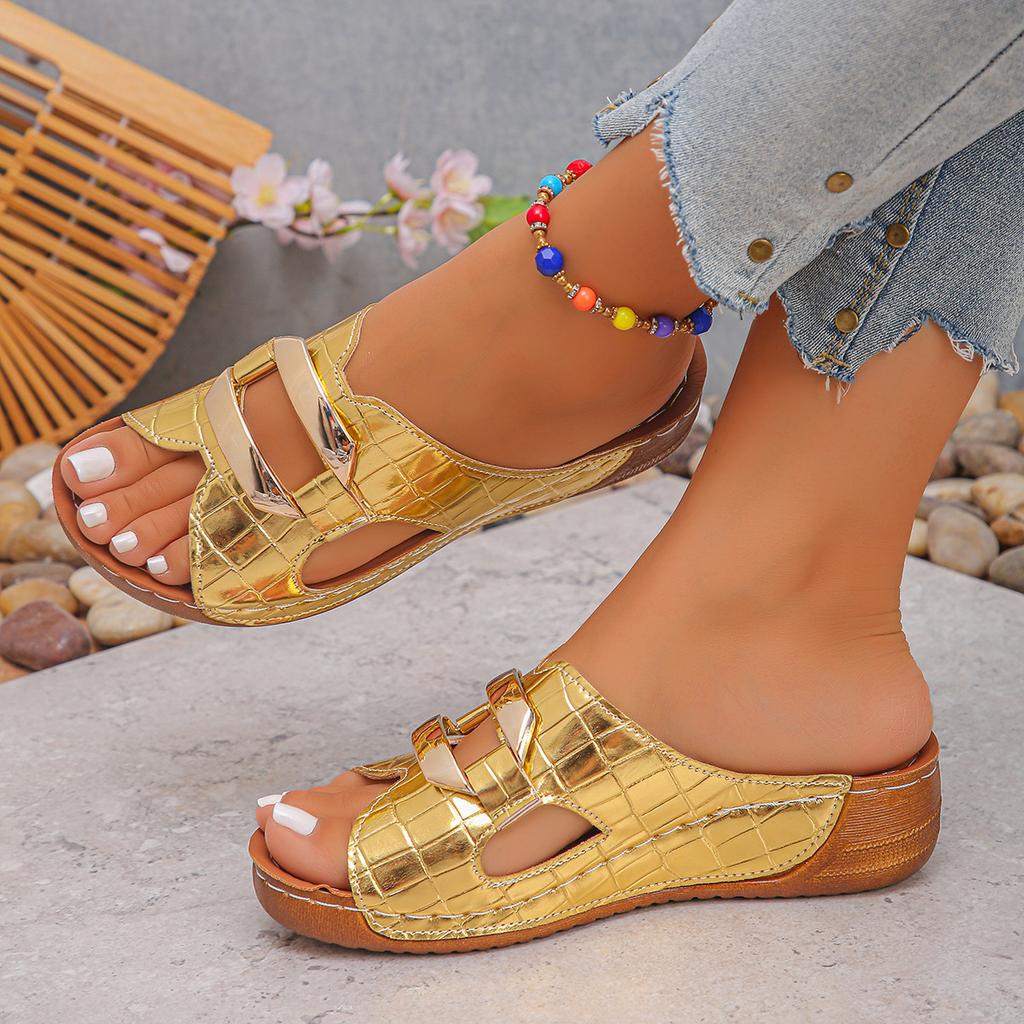Summer Fashion Women Peep Toe Wedges Platform Slip on Slippers Women Plus Size Shoes for Women 36-43 Beach Sandals