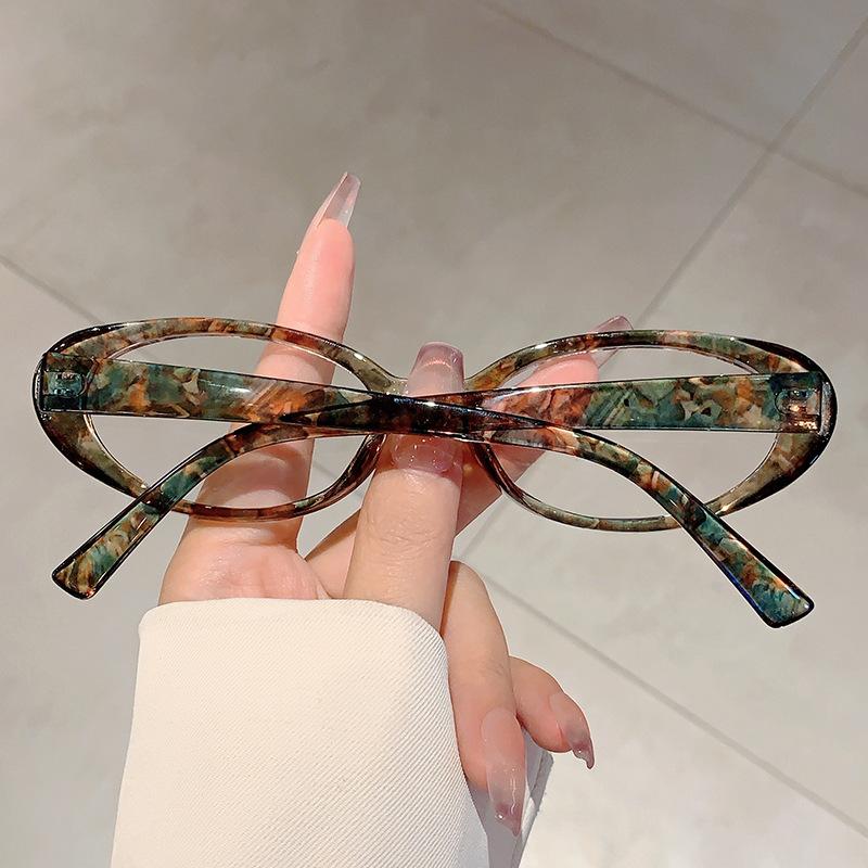 Women's Fashionable and Unique Oval-shaped Preppy Style Blue Light Blocking Glasses, Simple and Versatile Non-prescription Lenses