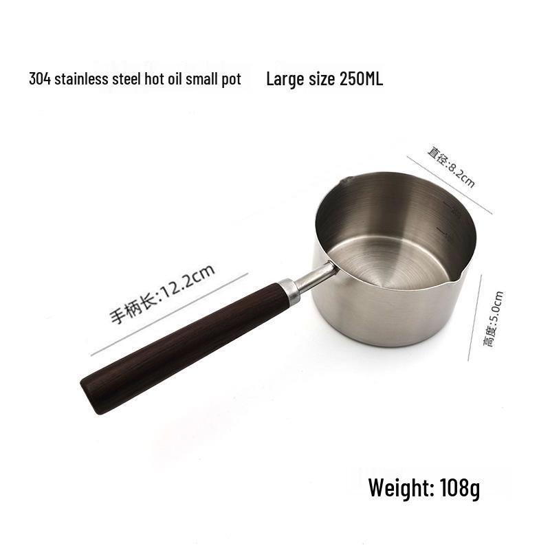 304 Stainless Steel Non-Stick Mini Pot with Wooden Handle - Ideal for Baby Food, Milk, and Small Dishes