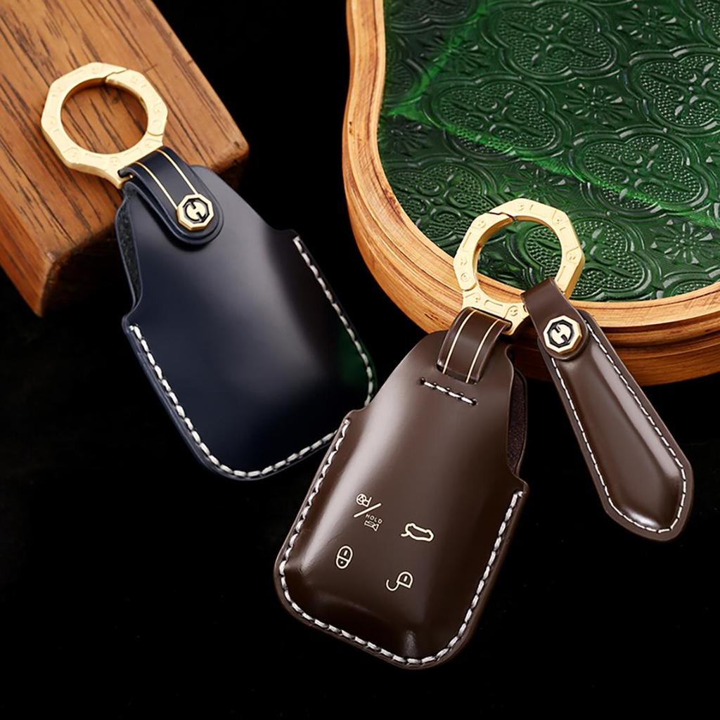 Suitable for Red Flag 23 Years H5h6hs5hs7 Handmade Cowhide High-End Car Key Cover Keychain Car Key Case