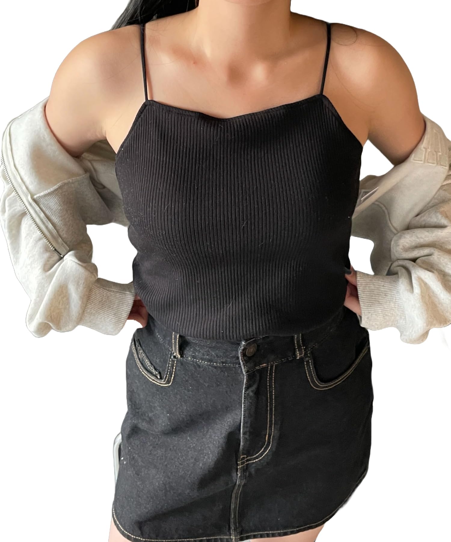 

WEGO Nachyu Solid Korean Adult Size Black Women s Camisole, Cup-in Cami, Color, Simple, Casual, Style, Clothing, Gift, Spring/Summer, Autumn/Winter, чёрный