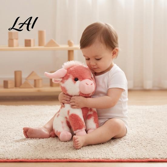 Decorative Tabletop Animal Highland Cow Stuffed Toy Soft Plush Scottish Cattle Doll Huggable Toy Cute Farm Doll Present for Adults Kids Boys Girls