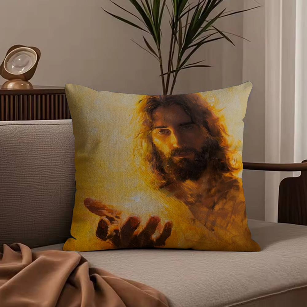 Anime J-Jesus Pillow Case Anti-dustmite Pillowcase Invisible zipper silky short plush Sofa cushion cover