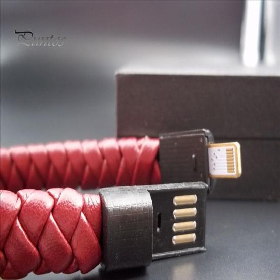 Portable Woven Leather Faux Mini Typec Micro Usb Charging Bracelet Data Cable