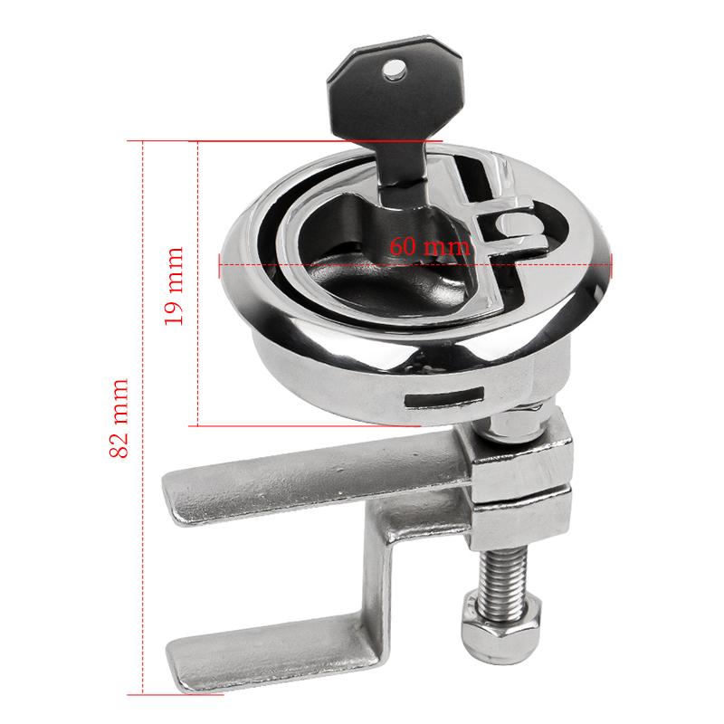 

316 Stainless Steel Latch Flush Pull Turning Lock Lift Handle for Boat Deck Hatch Doors with 2 Keys Marine Accessories ALS6482B