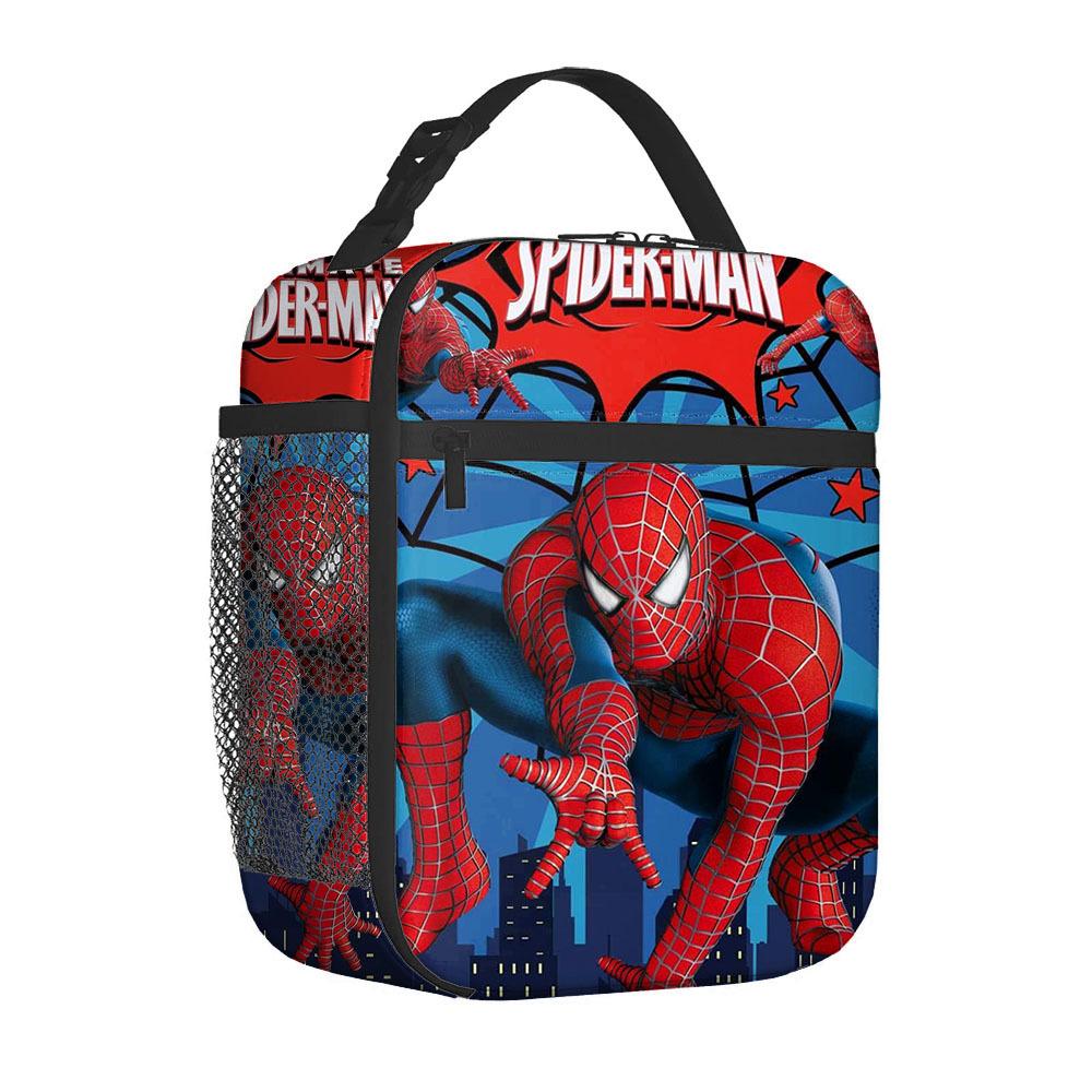 Spider-Man Cartoon Insulation Lunch Bag Portable Bento Bag for Elementary School with Ice Pack