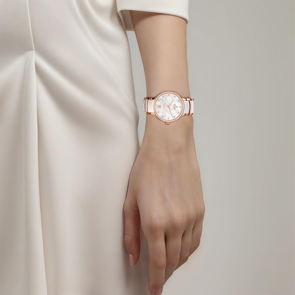 RADO Orologio Svizzero Serie Radar Crystal Movimento Meccanico Automatico Impermeabile 50 Metri Quadrante Bianco Acciaio Inossidabile Cinturino in Ceramica R30230902