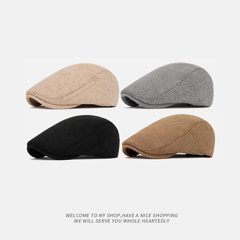 Herren Schiebermütze Herbst Winter Warme Baskenmütze Retro Kappe Britische Zeitungsjungenmütze Malermütze