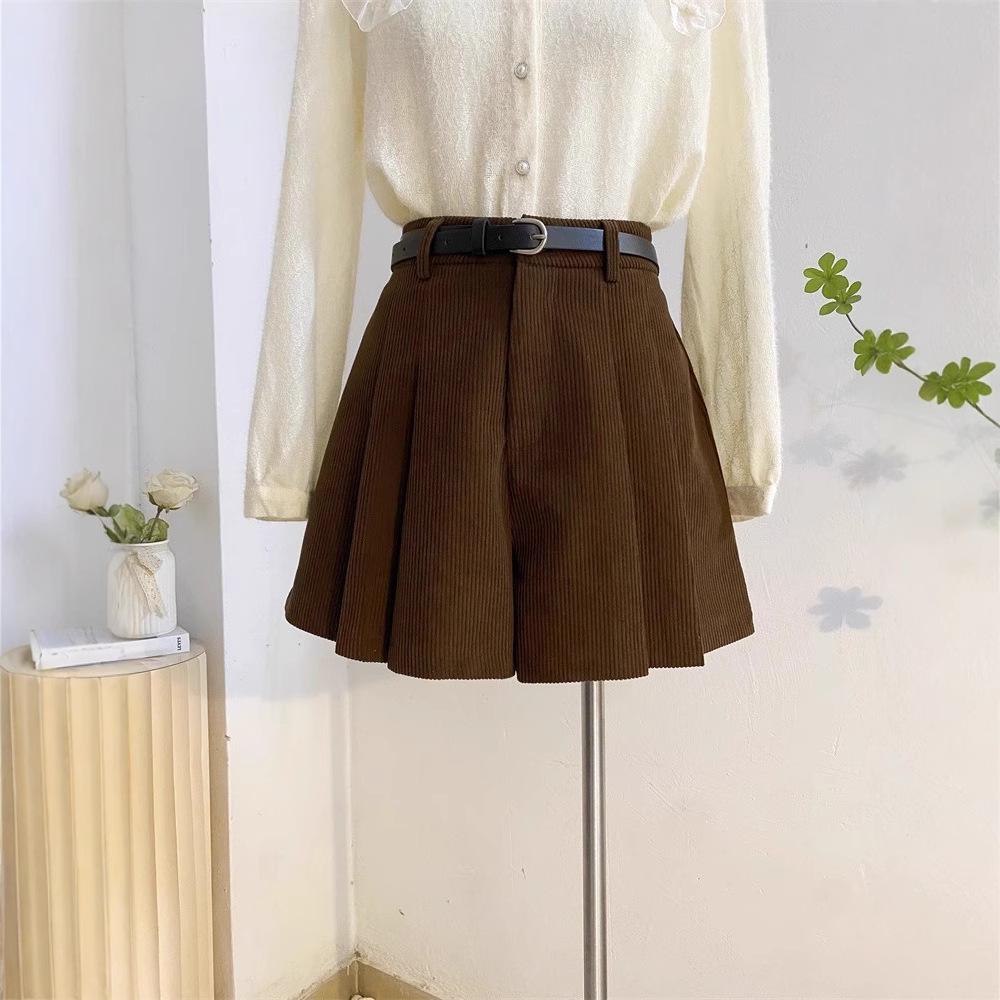 

Женская юбка-шорты плиссе из вельвета с высокой талией - Осень/Зима, А-силуэт, С поясом, Защита от просвечивания 2XL [131-147 lbs]