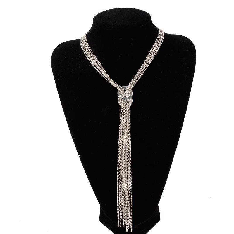 Multi-Layer Tassel Sweater Chain Long Necklace - Women's Retro Fashion Accessory