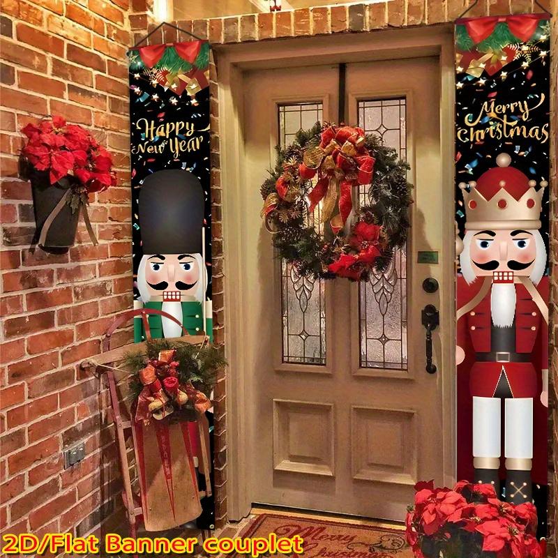 2pcs Christmas & Chinese New Year Large Door Couplet Red Golden