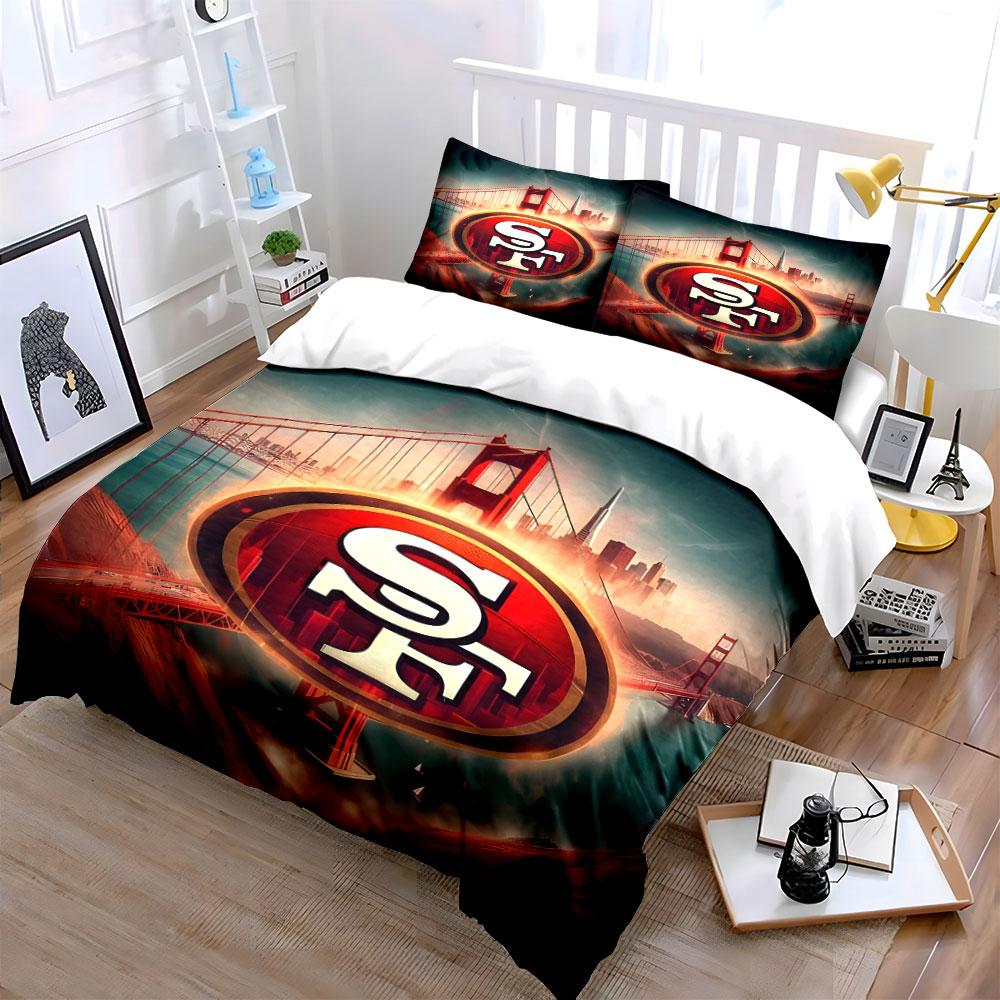 Golden Gate Bridge SF Logo Design Bedding Duvet Cover Set Duvet Cover Pillowcases  (1*Duvet Cover 2*Pillowcases, Without Duvet Insert)