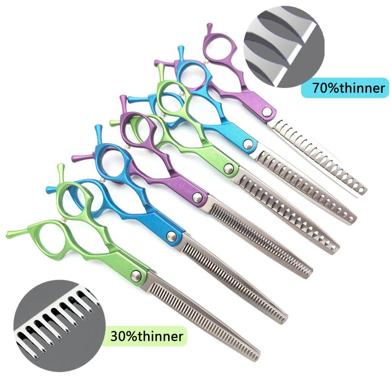 6.5INCHlightweight and curved color pet grooming scissor set, straight , fine-tooth , fishbone , trimming hair of cats and dogs