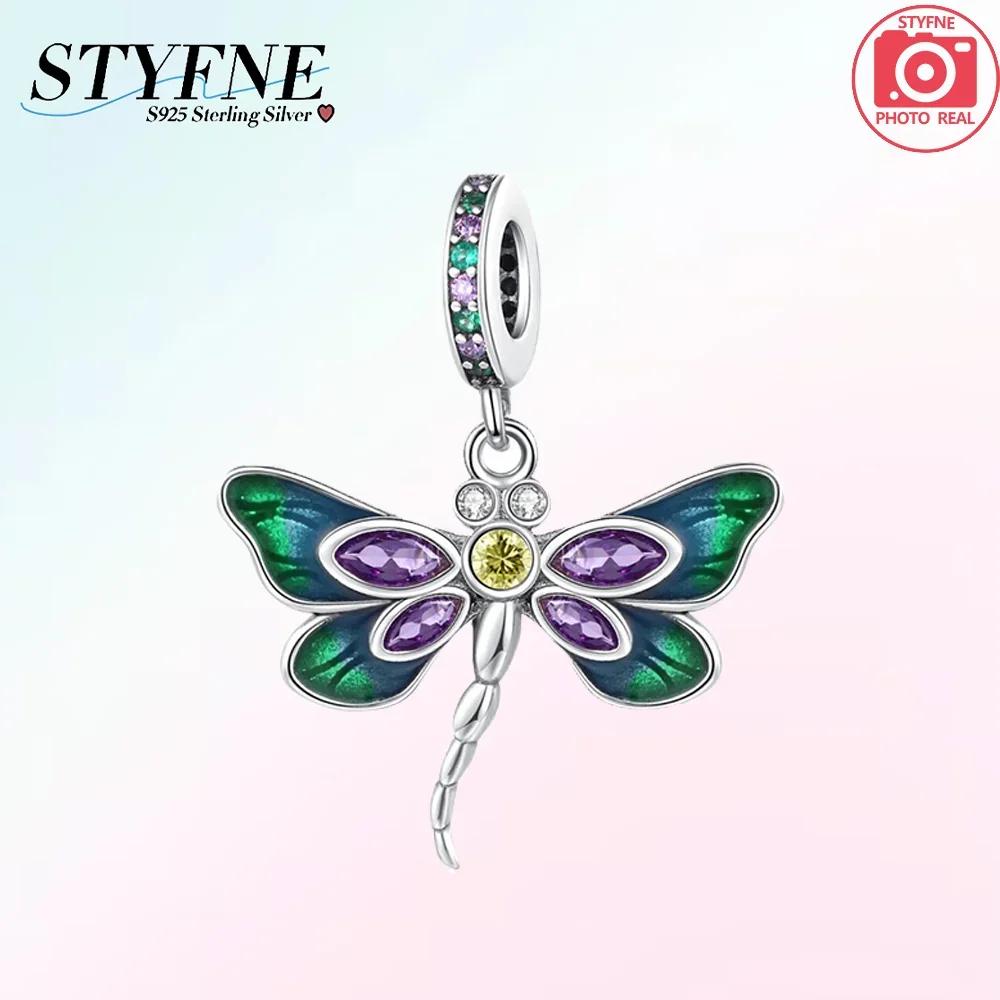 New Copper Blue Gold Butterfly Dangle Charm Fits Original Bracelet Necklace Spring Series Fine Jewelry