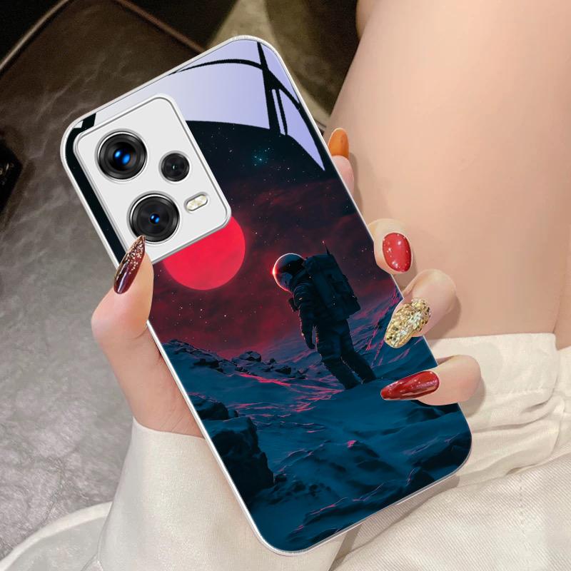 Red Moon Explorer For Xiaomi 14 Ultra 13 Lite Redmi Note 13 11 Pro 12 Plus Poco X6 3 Pro F4 6 GT Tempered Phone Case