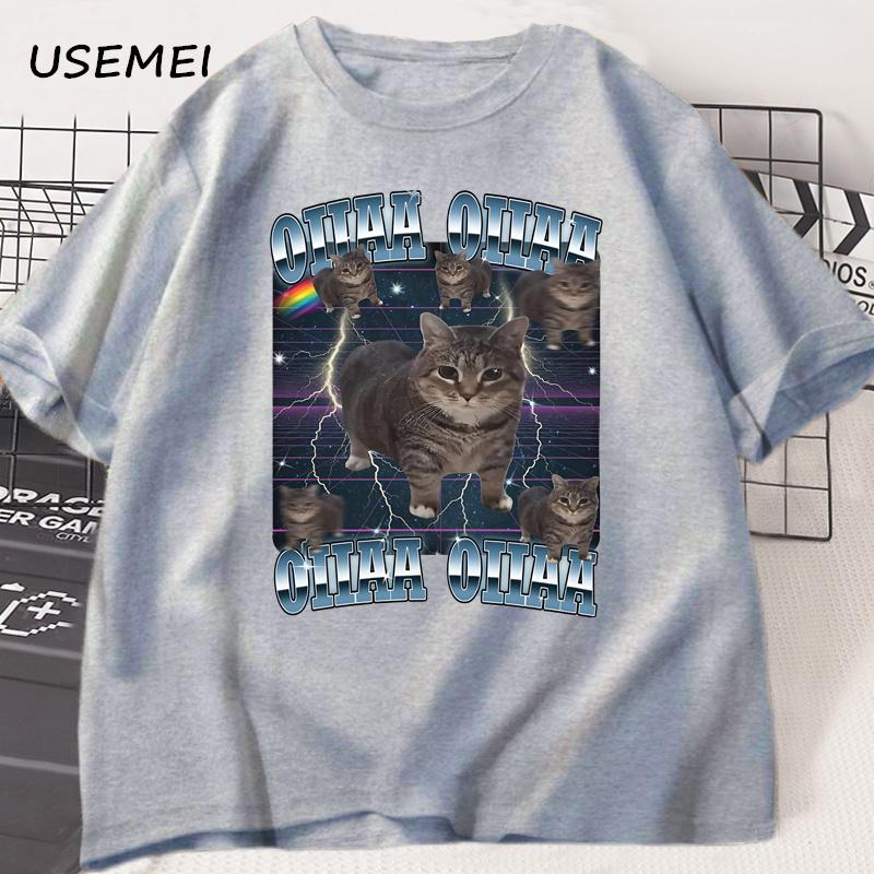 Funny Viral Oia Cat Meme Graphic T Shirts for Men Women Silly Cats T-shirt Oiiaa Oiiaa Cat Unhinged T Shirt Harajuku Clothes