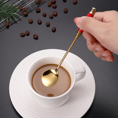 Beautiful Stainless Steel Teaspoons Coffee Ice Cream Honey Spoon with Tempered Ceramic Handle Tableware Kitchen Accessories