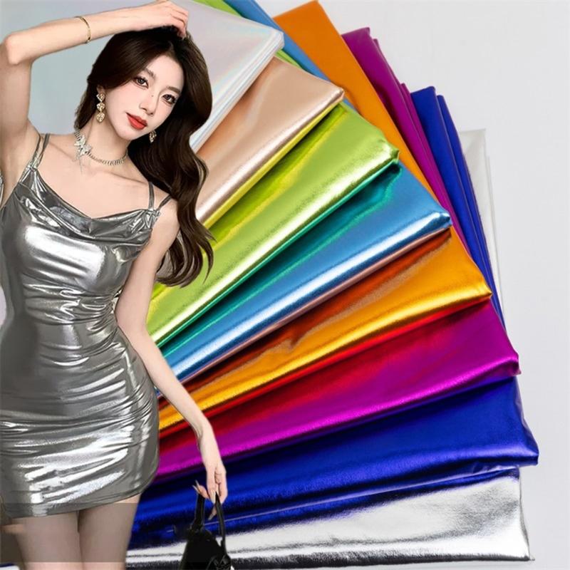 Metallic Gold Foil Textile Stretchable Spandex Cloth For Dance Costumes And Yogas Apparel