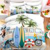 2/3pcs Camping Duvet Cover Set Bus Surfboard Palm Tree Bedding For Bedroom Bedding Set With 1 Duvet Cover And 1/2 Pillowcase