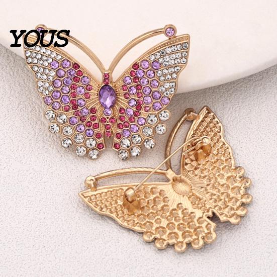 Sweater Brooch Pin Rhinestone Butterfly for Women, Vintage Insect Lapel Pin, Dainty Butterflies Decorative Accessory Clothes Scarf Shawl Dress
