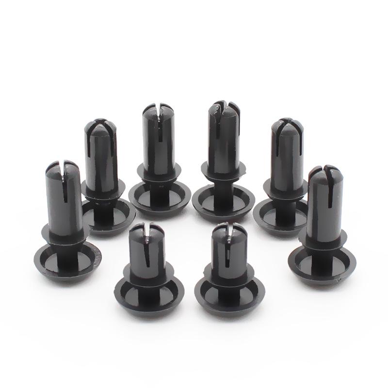 Nylon R-Type Snap-In Rivets & PC Fixing Buckles, Black & White, PA66 Plastic, R3.5