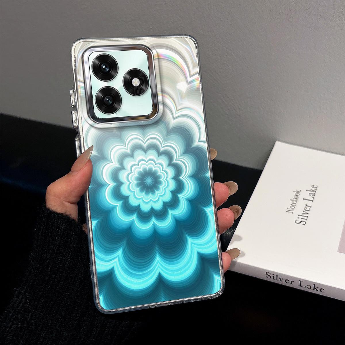 Чехол для HONOR X8d Радужный Градиентный Цветочный Прозрачный Чехол, Ударопрочная Защита Объектива Камеры HONOR X8d синий