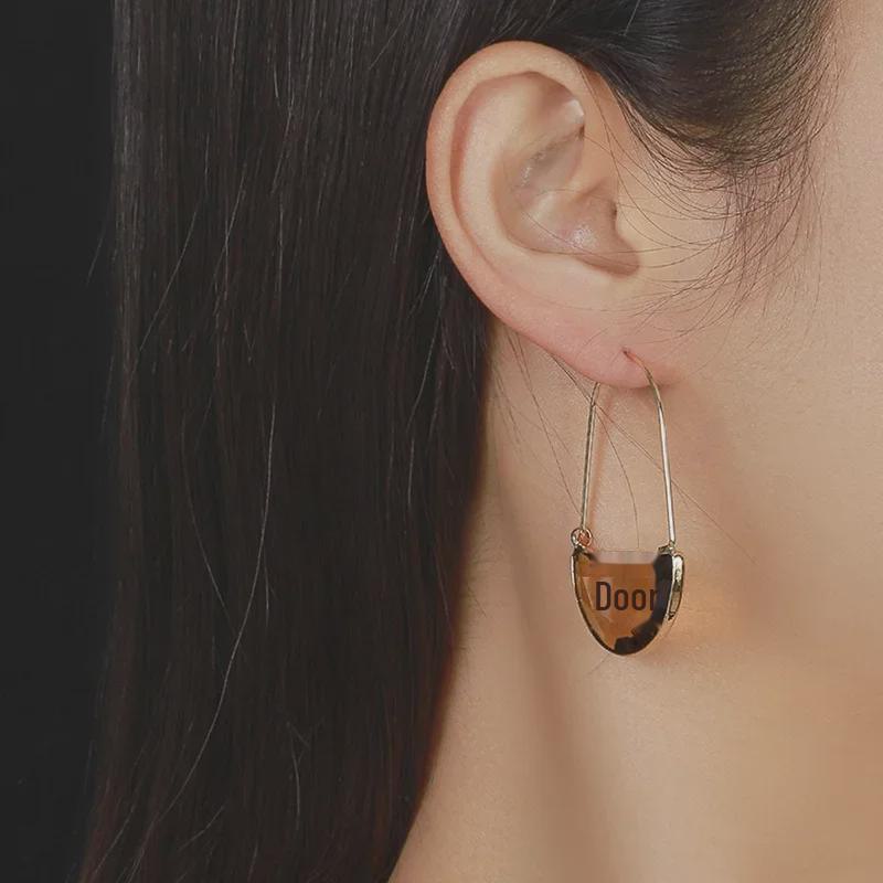 Green Translucent Japanese & Korean Semicircular Crystal Earrings - Versatile & Stylish for Women