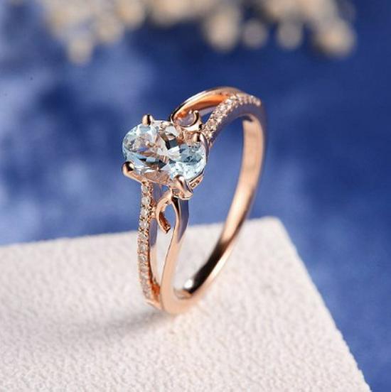 European  American New Style Popular Rhinestone Oval Crystal Ring Size 10