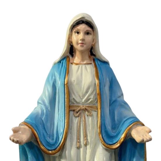 Blessed Mother Virgin Mary Statue with Open Arm Religious Catholic Sculpture Hand Painted Saint Mary Figurine for Indoor Home Decor