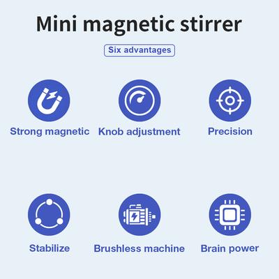 1000ml Magnetic Stirrer Lab Stirrer Mini Stir Plate Magnetic Mixer 300-2000rpm Adjustable Speed Liquid Mixing Instrument EU Plug