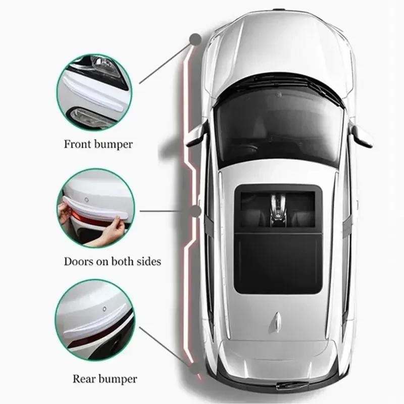 4/6PC Car Bumper Guard Strip Anti-collision Protection Self-adhesive Decorative Anti-scratch Sticker Car Crash Bar