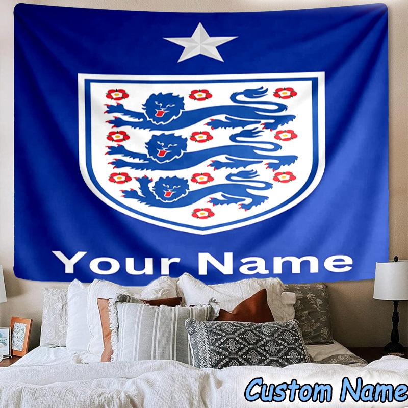 Custom Name England National Printed Tapestry, for Bedroom,Livingroom, dormitory, Large Wall Decor, Fabric Decor Fan Birthday Gifts
