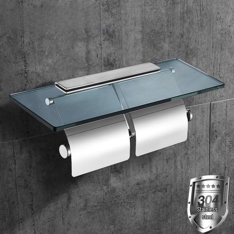 Black Stainless Steel Suction Cup Wall-Mounted Toilet Paper Holder