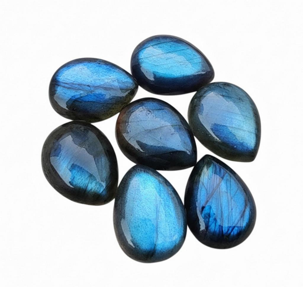 Natural Blue Flash Labradorite Pear Shape Cabochon Gemstone AAA Quality All Sizes