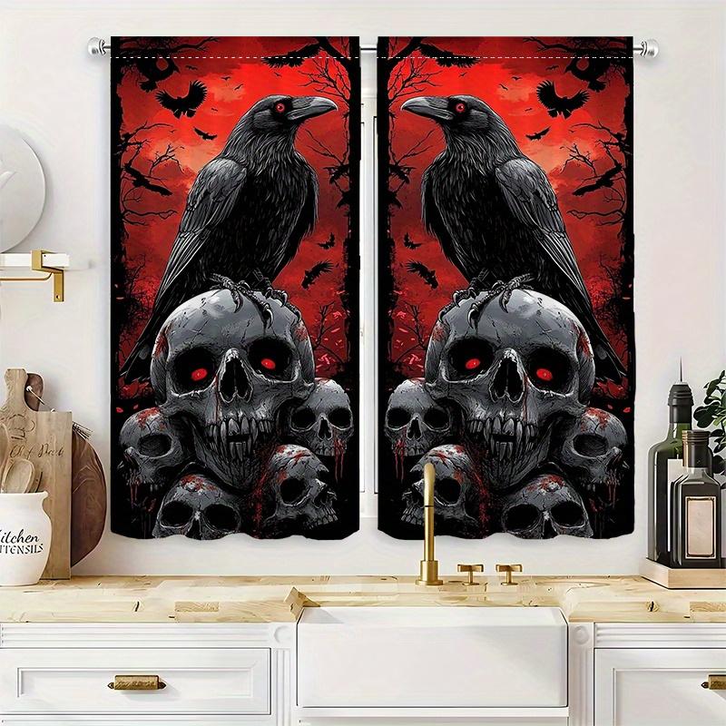 Set Of 2 Gothic Night Curtains Thermal Privacy Bedroom Living Room Home Decor Curtain Sheer With Rod Pocket Polyester Ideal For Great
