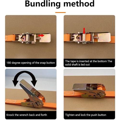 Set of 2 BetterJonny Lashing Belts, 25mm Wide, 800kg Load Capacity, Ratchet Belt, 12m Spool, Best Answer for Cargo Tie-Down and Securement, Kotei Fuka