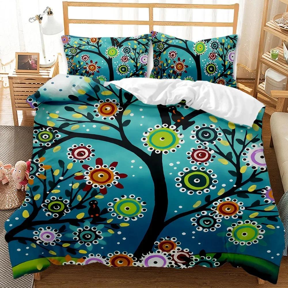 Träd Påslakan Bohemisk Skog Lyckoträd Täcke Örngott Sängkläder Set Twin Dubbel Queen King Size Polyester Täcke