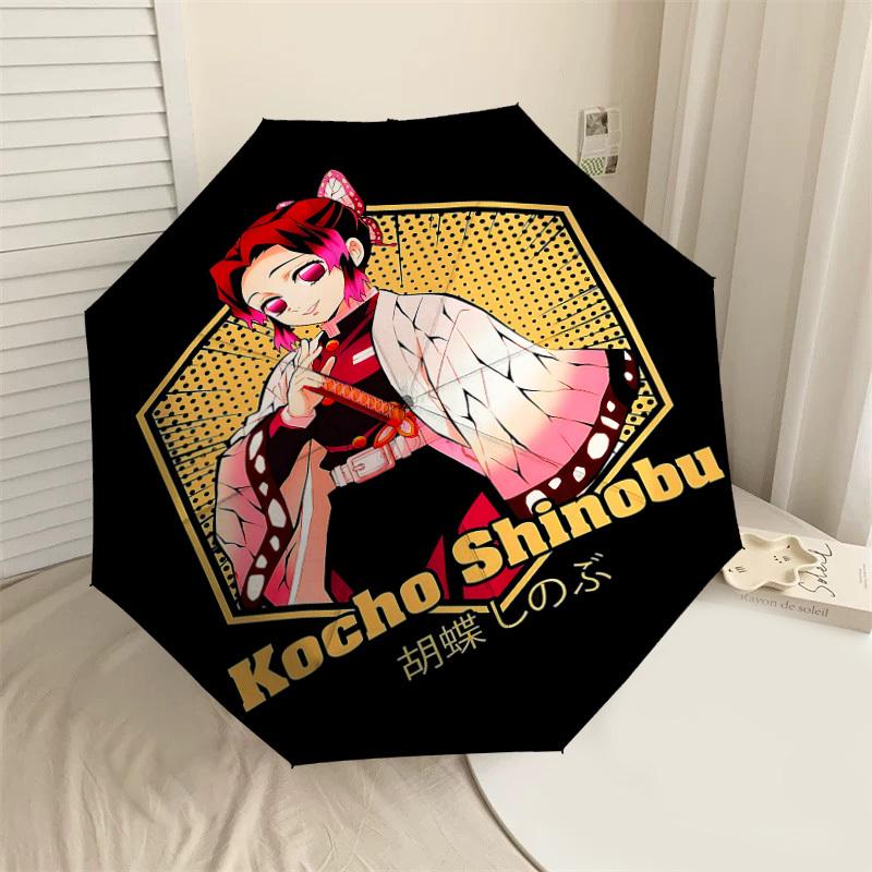 

1PC Kocho Shinobu Automatic Open/Close Umbrella with Windproof, 8-Rib Sturdy Canopy, Durable Ribs, Fashionable Design,1296A