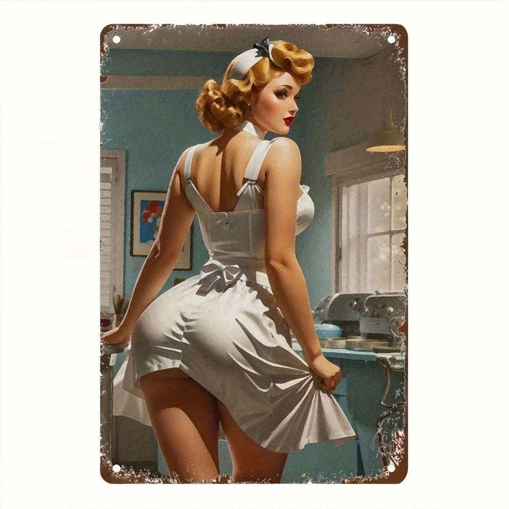 Vintage Girl Metal Sign Poster Retro Wall Art Home Decor Bar Club Man Cave Decoration 20x30cm