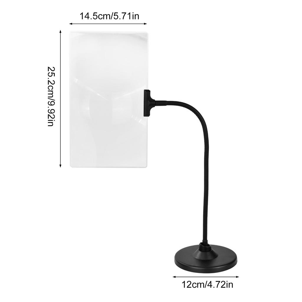 זכוכית מגדלת פי 4 עם מעמד 10x5.7 אינץ' זכוכית מגדלת גדולה לעמוד שלם גמישה ניתנת להסרה זכוכית מגדלת שולחנית לקריאה