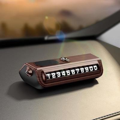 Premium Carbon Fiber Rotating Parking Number Display with Hidden Privacy and Glass Breaker for Car Dashboard
